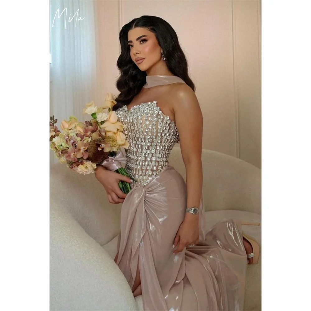 Mila 민소매 댄스 파티 드레스 민소매 백 레이스 업 맞춤형 고급스러운 여성 이브닝 드레스 섹시한 인어 vestidos de fiesta