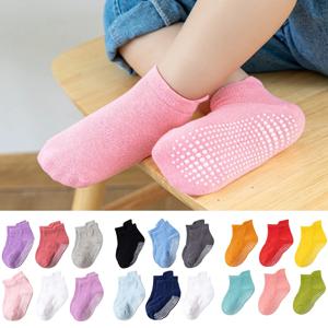 6켤레/세트 아동용 양말 남아 여아 캐주얼 스포츠 키즈 바닥 보트 남자아이 여자아이 단색 아기 유아용 미끄럼 방지 봄 가을 양말