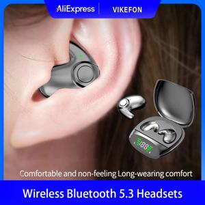 방수 무선 블루투스 5.3 헤드셋 미니 헤드셋 무통 통화 소음 차단 얇은 헤드폰 수면/스포츠에 적합