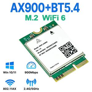 WiFi 6 Bluetooth 5.4 M.2 네트워크 카드 WDP-AX900 노트북 컴퓨터 Windows 10/11용 2.4G 및 5GHz 무선 어댑터