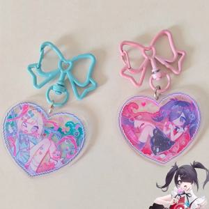 게임 NEEDY GIRL OVERDOSE Rain Ame KAnge 코스프레 열쇠 고리 아크릴 열쇠 고리 만화 그림 하트 펜던트 열쇠 고리 가방 액세서리