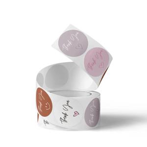 500 라운드 하트 모양의 감사 스티커/롤, 귀여운 핑크 하트 모양의 장식 라벨-파티 호의 인감, 편지지 스티커