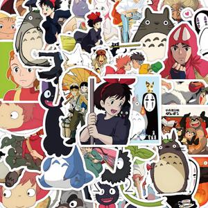 50개 만화 밝은 지브리 미야자키 히야오 스티커 토토로 데칼 휴대폰 노트북 여행가방 방수 스티커