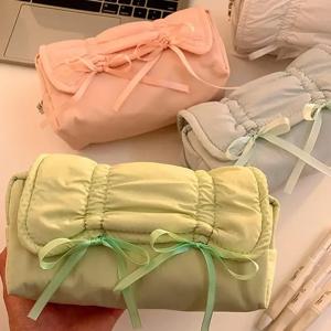 1pcs 크리 에이 티브 한국 스타일 활 연필 케이스 대용량 다층 스토리지 Drawstring 연필 가방 사무 용품 보관 가방