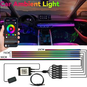 자동차 실내 심포니 LED 앰비언트 라이트 아크릴 키트 앱 제어 다중 모드 RGB 네온 자동차 분위기 장식 램프