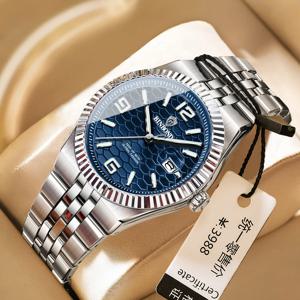 럭셔리 로즈 골드 쿼츠 시계 방수 남자 시계 40mm 스테인레스 스틸 자동 날짜 빛나는 손 Relogio Masculino