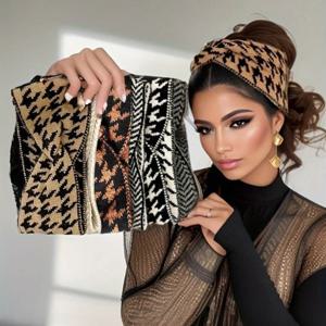 5PCS/3PCS 세트 니트 천조 패션 여성용 헤어밴드 레트로 따뜻한 고탄성 헤어밴드 헤어 액세서리