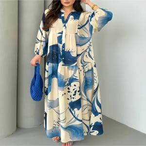 이드 여성 드레스 아바야 무슬림 루즈 버튼업 두바이 베스티도스 라르고스 롱 드레스 카프탄 아랍 로브 파티 카프탄 잘라비야 라마단