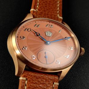 수동 기계식 시계 틴 브론즈 기요쉐 패턴 페이스 실버 네일 로스티드 블루 니들 시걸 ST3621 남성용 시계