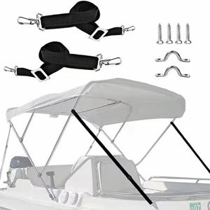 조절 가능한 비미니 보트 탑 어닝 스트랩 2개, 보트 어닝 캐노피 카누 요트용 엔드 스냅 훅 포함 마린 탑 스트랩