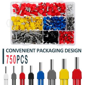 750PCS 이중 와이어 엔드 페룰 키트 다목적 신뢰할 수 있는 트윈 와이어 엔드 페룰(박스 포함) 케이블 연결에 사용하기 쉬움