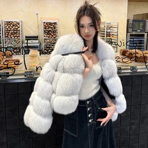2025년 신상 고품질 겨울 천연 여우털 여성 코트 두꺼운 따뜻한 진짜 가죽 럭셔리 여성 재킷 외투 의류