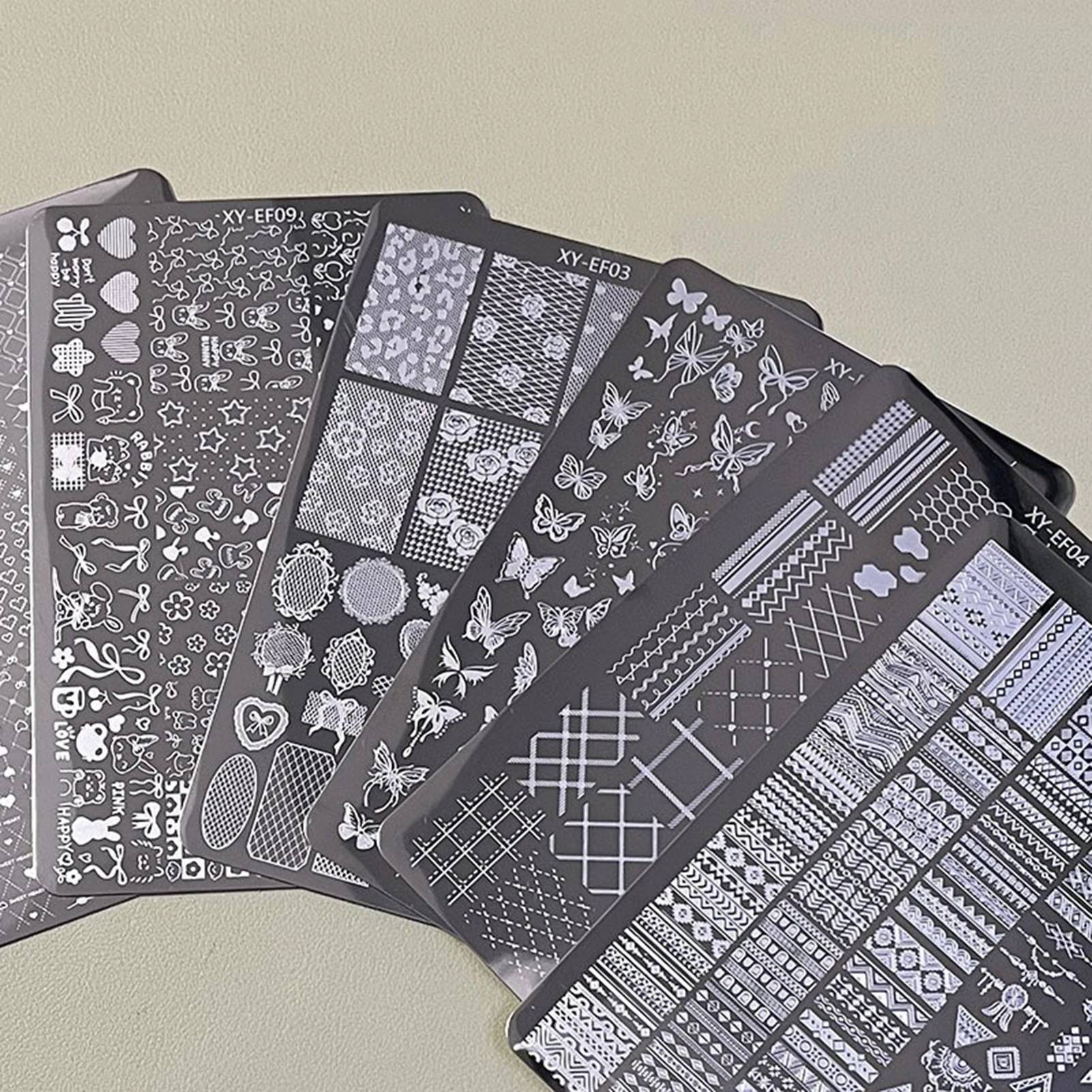 1개 네일 아트 스탬핑 플레이트 전사 프린팅 템플릿 나비 레이스 홀로우 아웃 패턴 템플릿 DIY 매니큐어 장식