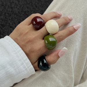 잉게마크 4컬러 보헤미안 케이팝 레진 아크릴 불규칙 반지 여성용 2025 신상 트렌드 빈티지 너클링 Y2K 주얼리 선물