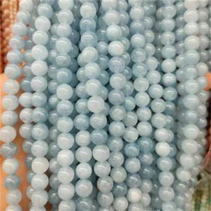천연 아쿠아 마린 스톤 비즈 블루 라운드 보석 구슬 DIY 팔찌 목걸이 매력 보석 만들기 페르시 액세서리