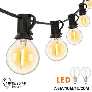G40 실내 실외 문자열 빛 E12 소켓 EU 플러그 220V 연결 가능한 디 밍이 가능한 빈티지 요정 빛 체인 뒷마당 파티오 장식