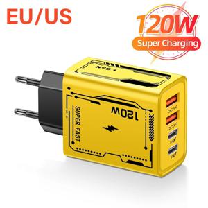 120W USB C 충전기 PD 타입 C 고속 충전 휴대폰 충전기 전원 어댑터 (아이폰, 삼성, 샤오미 QC3.0 호환) EU/US 플러그 벽면 충전기