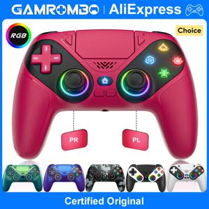 GAMROMBO 무선 컨트롤러 PS5/플레이스테이션 5 프로/슬림/PC 콘솔용 RGB 듀얼 진동 마르코/터보 기능 3.5mm 오디오 잭