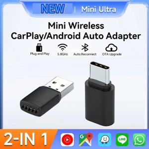 유선 카플레이를 무선으로 변환하는 2 in 1 어댑터, 안드로이드 오토 AI 박스, OEM 유선 카플레이 및 AA 내비게이션 시스템용 플러그 앤 플레이