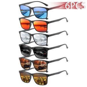 6 PCS 패션 빈티지 체크 스퀘어 선글라스 남자 여자 낚시 운전 럭셔리 브랜드 디자이너 태양 안경 레트로 UV400 안경