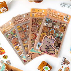 6장/팩 투명 귀여운 만화 카피바라 스티커 카와이 어린이 데칼 장난감 방수 DIY 다이어리 문구류 학교 용품