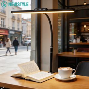 LED 클립 테이블 램프 1/2/3헤드 디밍 가능 USB 눈 보호 구즈넥 아키텍트 테이블 램프 사무실 및 가정용 컴퓨터 모니터 조명