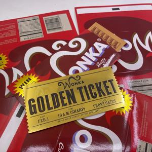 2025 핫 세일 초콜릿 골든 티켓 애니메이션 골드 바우처 브로치 핀 배지 메탈 핀 북마크 컬렉션 발렌타인 데이 선물