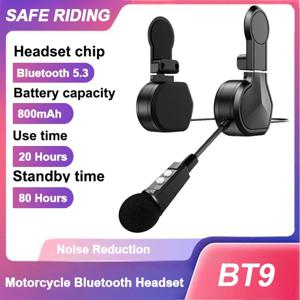 클립 홀더가있는 BT9 오토바이 블루투스 헬멧 헤드셋 800mAh 방수 음성 제어 핸즈프리 통화 음악 플레이어 스피커