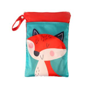 방수 재사용 가능한 아기 천 기저귀용 습식 건식 가방, 두 개의 지퍼 포켓과 손잡이 포함, 해변 수영장 체육관 가방 유모차 가방