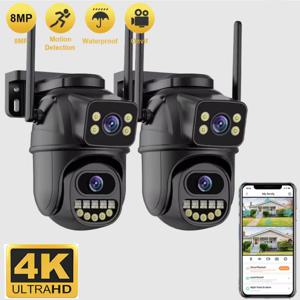 4K 8MP HD WiFi PTZ 실외 카메라 듀얼 렌즈 듀얼 스크린 AI 자동 추적 IP CCTV 감시 카메라 오디오 P2P iCSee