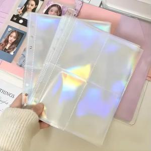 1-4칸 INS 소녀 앨범 소형 카드 수집 앨범 다중 포켓 사진 카드 바인더 탑 로딩 사진 시트 보호기 수집 카드