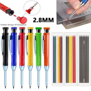 18pcs 리드가있는 2.8mm 목공 연필 세트, 목수 목공 건축가를위한 깊은 구멍 목수 기계 연필 마커