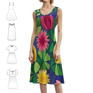 수련꽃 여성 스트리트웨어 파티 드레스 트렌디 프린트 클럽 의류 여성용 추상 기하학적 플로라 오스트랄리아나 드레스