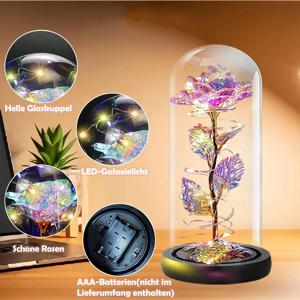 인공 장미 LED 조명 알루미늄 유리 영원한 꽃 파티 용품 시뮬레이션 장식 기념일 크리스마스 여성 선물