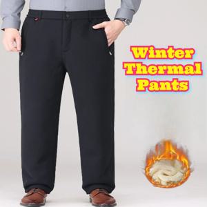 겨울용 보온 바지 남성용 헤비웨이트 플리스 안감 추운 날씨 바지 착용 편리 따뜻한 야외 노인 아버지용 편안함