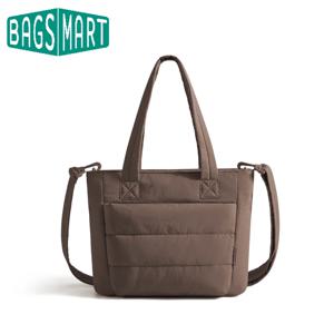 BAGSMART 여성용 토트 백 패딩 처리된 싱글 숄더 백 대용량 학생 대학 크로스 바디 백 캐주얼 야외 핸드백