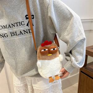 재미있는 병아리 플러시 크로스바디 백 일상 쇼핑 여행을 위한 참신한 대용량 숄더백