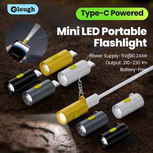 미니 타입 C 충전식 LED 손전등 USB C 충전 강한 빛 포켓 키체인 손전등 야외 하이킹 캠핑 조명