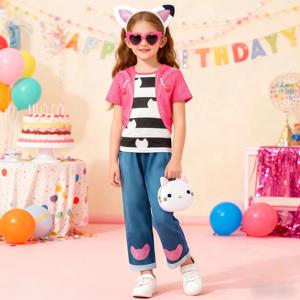 어린이 가비의 줄무늬 고양이 탑 바지 액세서리 어린 소녀 생일 파티 인형 집 할로윈 크리스마스 카니발 의상