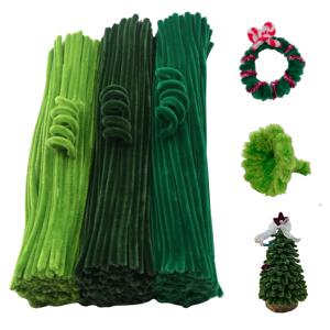 100개 DIY 창의적인 트위스트 로드 그린 파이프 클리너 공예, 두껍고 풍성한 DIY 공예 프로젝트 크리스마스 트리 장식에 적합