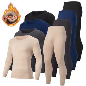 2 피스 가을, 겨울 남성 솔리드 컬러 간단하고 다재다능한 라운드 넥 따뜻한 속옷 세트 편안한 청소년 홈 의류