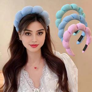1/2/5개 단색 구름 스펀지 헤어밴드 여성용 심플 캔디 컬러 와이드 브림 헤어밴드 패션 소녀 세안용 헤어밴드
