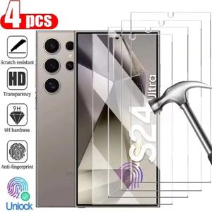 NNBILI 4PCS 풀 커버 강화 유리 삼성 갤럭시 S26 S25 S24 울트라 지문 스크린 보호기 S26 보호용 HD 유리