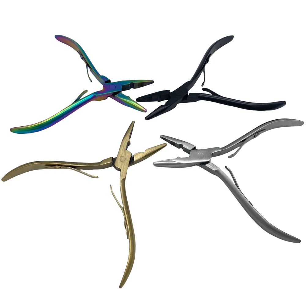 1 PC 5 인치 실버 스테인레스 스틸 클램프 헤어 익스텐션 플라이어 (홀이 있는) 케라틴 헤어 익스텐션 링 제거 도구