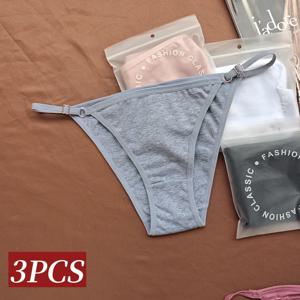 3 개/대 여성 코튼 팬티 섹시한 란제리 조절 가능한 벨트 팬티 낮은 허리 팬티 숙녀 부드러운 비키니 솔리드 컬러 속옷