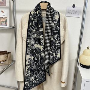 이중 레이어 롱 직사각형 스카프 여성용 2026년 봄 신상 스타일 목 보호 패셔너블 다용도 넥 워머 스카프