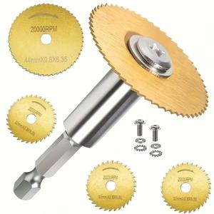 7개 육각 섕크 HSS 톱날 세트, 티타늄 코팅, 직경 32mm, 두께 6.35mm, 목재, 금속, 콘크리트, 타일, 석재, 유리, 플라스틱용