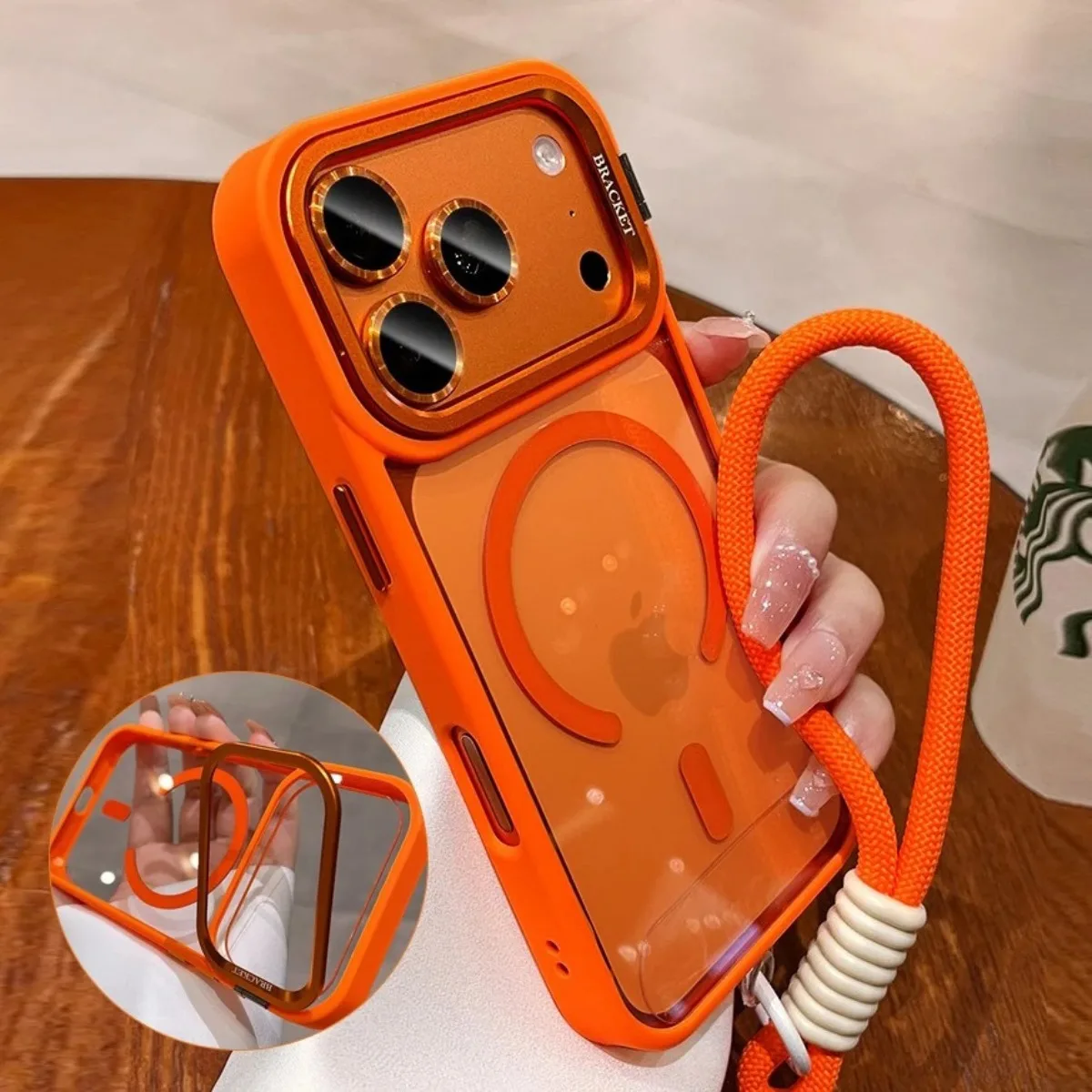 아이폰 17 프로 맥스용 카메라 브래킷 맥세이프 폰 케이스, 손목 스트랩 렌즈 필름 커버 아이폰 16 15 14 플러스 11 12 13 프로용
