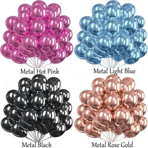 5/10/12인치 메탈릭 블랙 블루 풍선 크롬 핫핑크 로즈골드 풍선 베이비 샤워 남아 여아 생일 웨딩 파티 장식