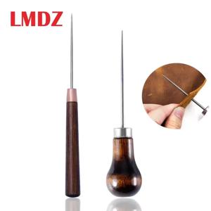 Zxiixz 나무 손잡이 가죽 펀칭 도구 가죽 직선형 송곳 구멍 펀치 가죽 공예 송곳 손바느질용